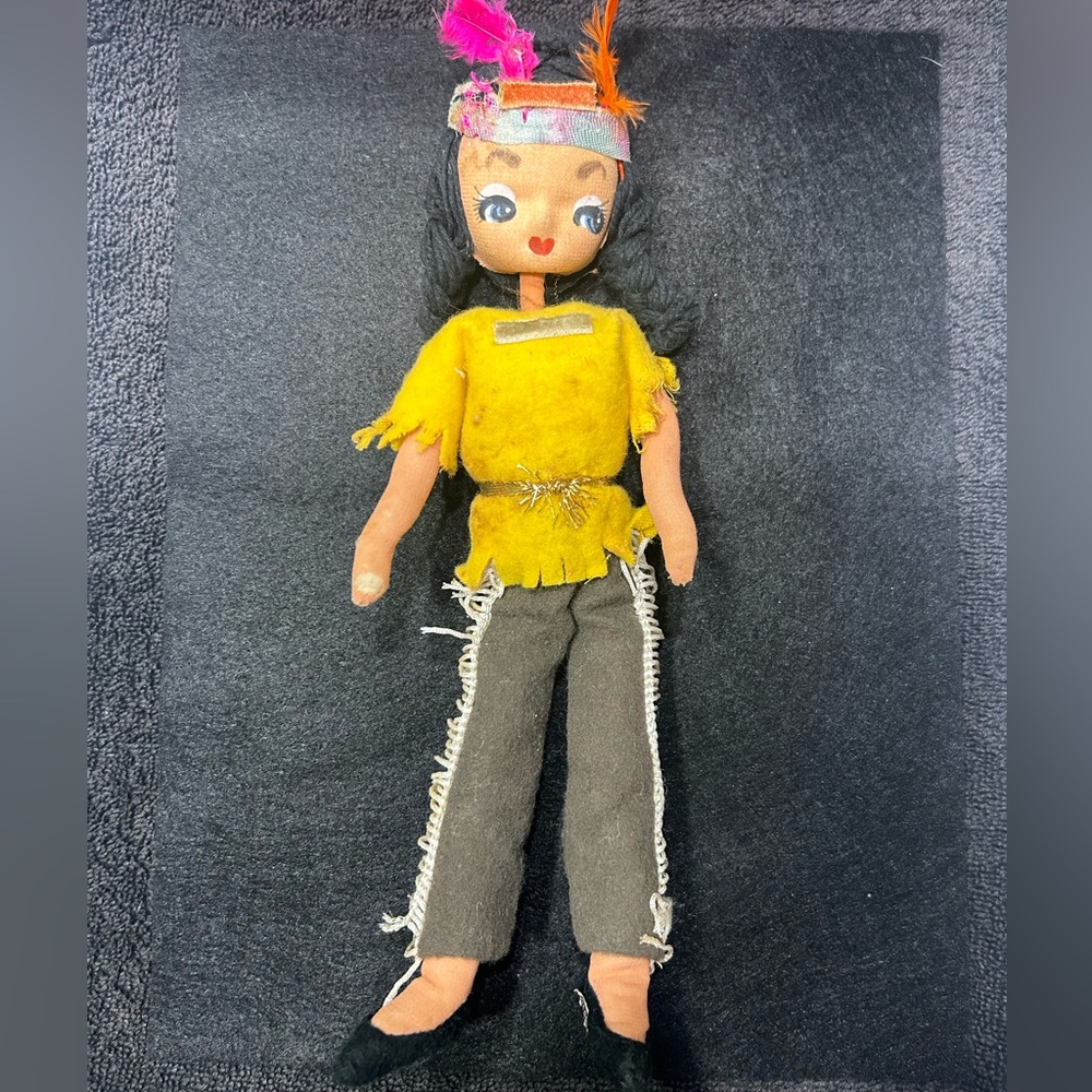 VINTAGE Stockinette “Native American” Doll Made in Japan